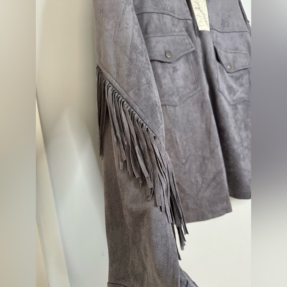 Fringe Back Faux Suede Jacket from Mystree NWT Large - Picture 3 of 11
